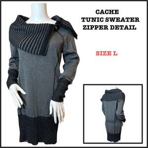 #T21 CACHE TUNIC SWEATER WITH ZIPPER DETAIL SZ L $149